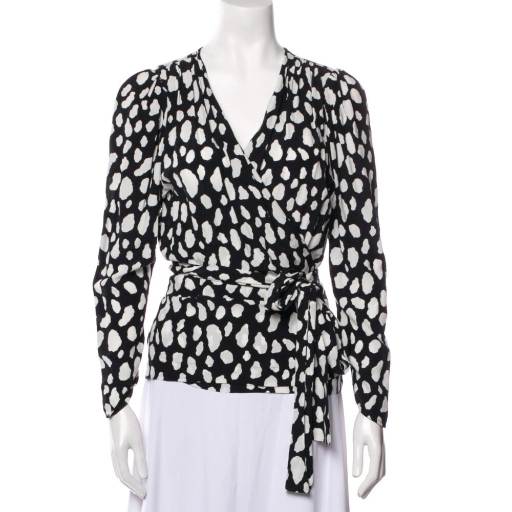 Maje Cow Print Western V-Neck Blouse